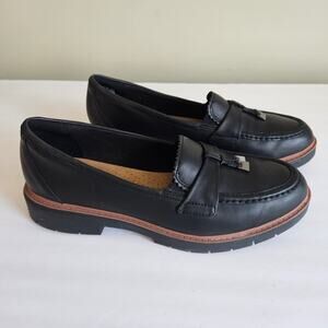 Clarks Collection Women's Westlynn Bella Loafers, Size 10 Black Leather Preppy